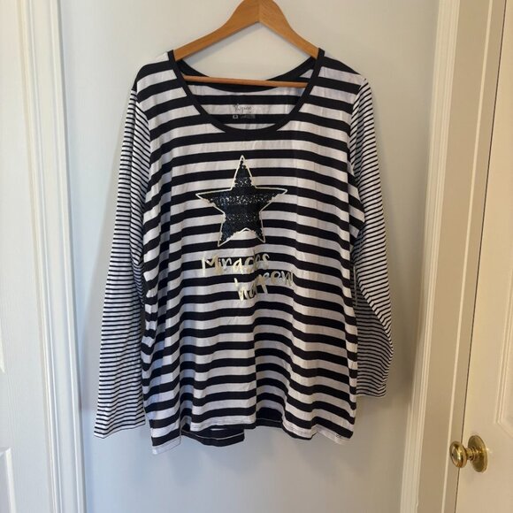 Thyme Maternity Striped Long Sleeve Shirt Black White NWT Size: 4XL Plus size - Picture 2 of 7